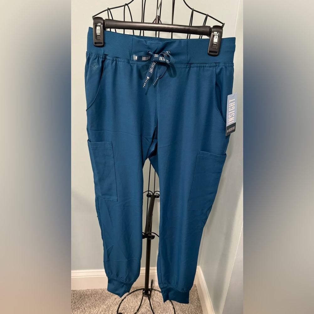Med Couture Insight Women's 6-Pocket Cargo Jogger Caribbean Blue Scrub Pants XSP
